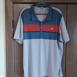 Adidas Men's Polo with Blue and Red Stripes